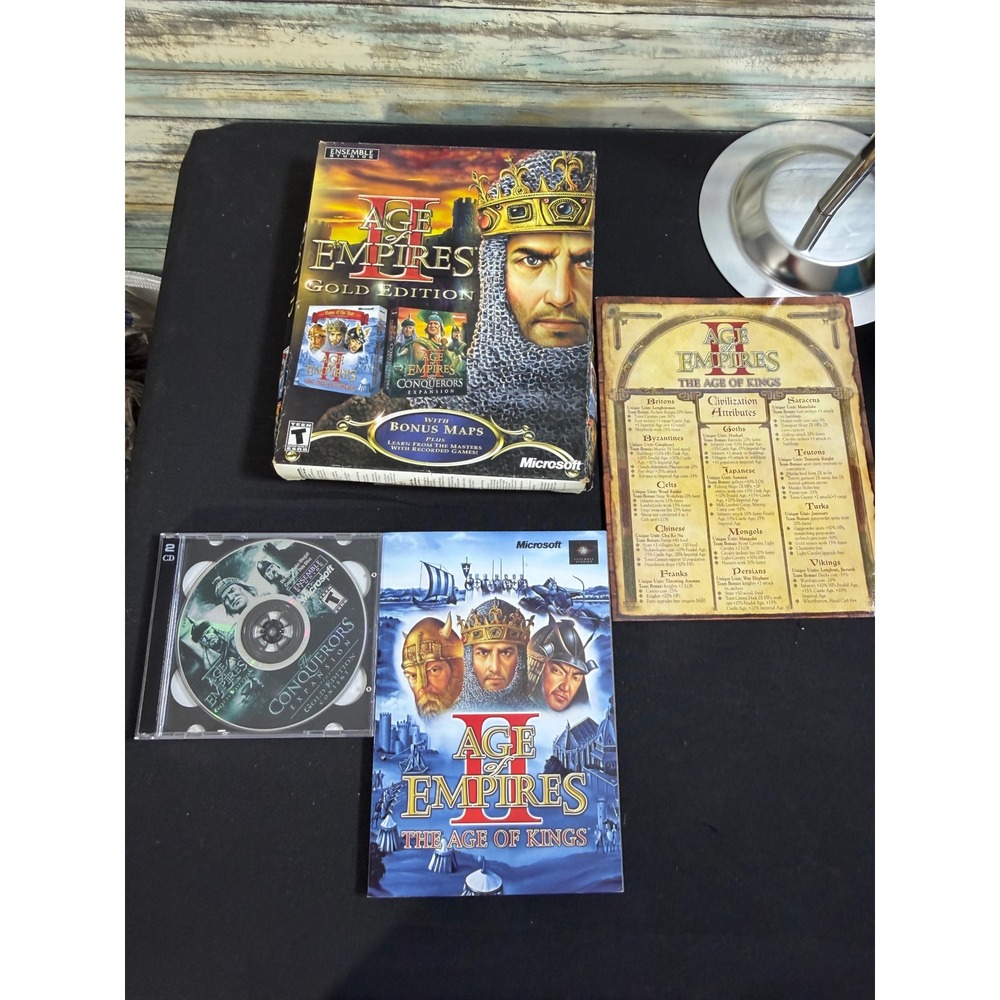 Microsoft Age of Empires II Gold Edition PC Good Big Box RTS Strategy Game